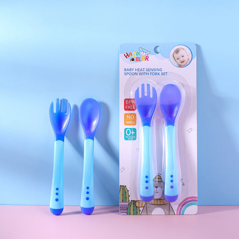 Baby Silicone Spoon and Fork – Color-Changing Anti-Scald Design