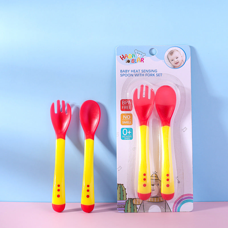 Baby Silicone Spoon and Fork – Color-Changing Anti-Scald Design