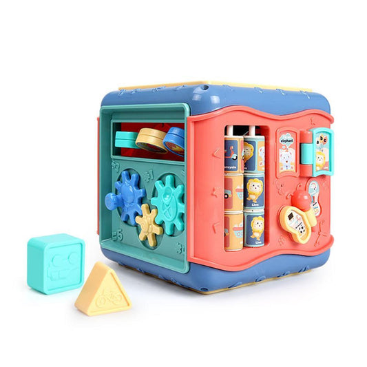 Baby Six-Sided Educational Toy – Shape Sorter, Beads & Math Activity Cube