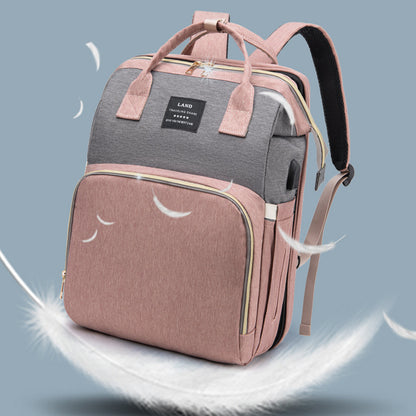 Baby Diaper Bag Backpack – Foldable Crib & Large Capacity