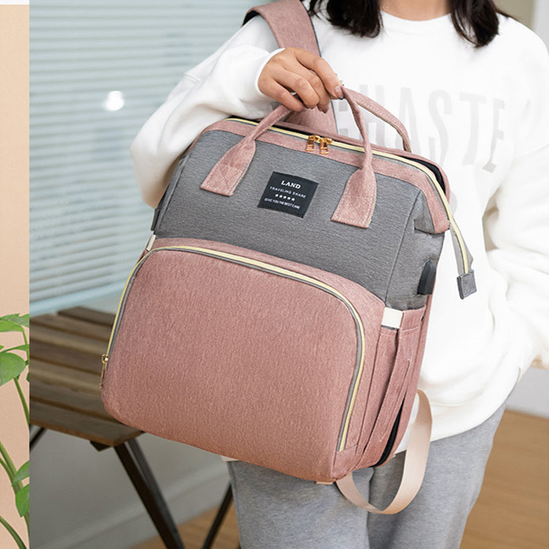 Baby Diaper Bag Backpack – Foldable Crib & Large Capacity