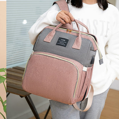 Baby Diaper Bag Backpack – Foldable Crib & Large Capacity