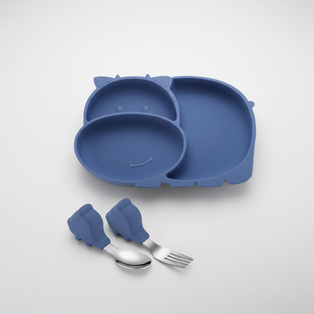 Baby Suction Bowl Set – All-in-One Feeding Tableware with Compartment Plate, Spoon & Fork