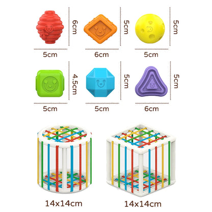 Baby Shape Sorting Toy – Montessori Geometric Blocks Cube for Early Learning