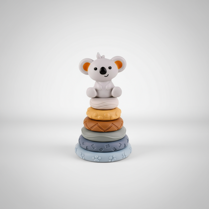 Baby Stacking Toy – Soft Rubber Rainbow Ring Stacker with Sound for Infants & Toddlers