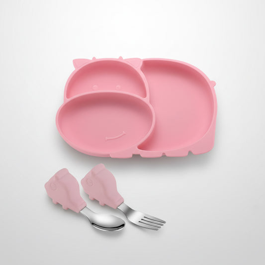 Baby Suction Bowl Set – All-in-One Feeding Tableware with Compartment Plate, Spoon & Fork