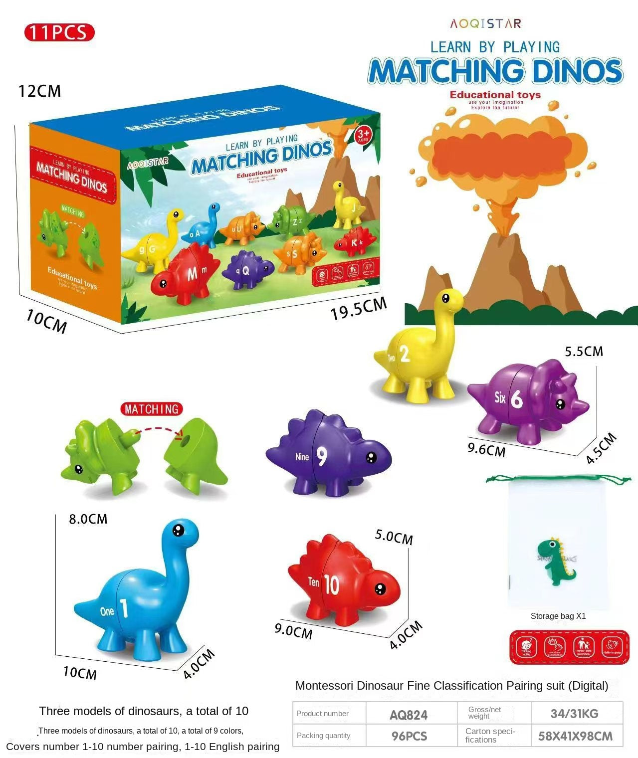 Dinosaur Alphabet Puzzle – Early Education Matching Toy for Kids