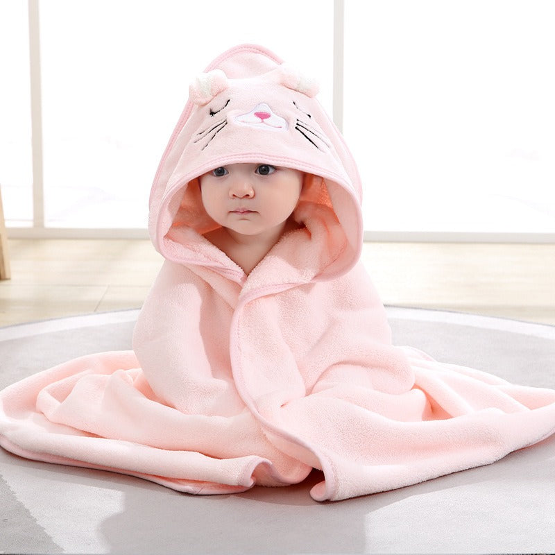 Baby Hooded Towel – Cartoon Animal Face Newborn Bath Wrap