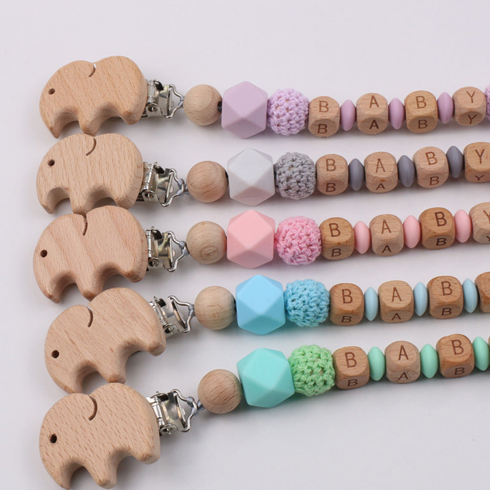 Baby Pacifier Clip – Cartoon Frog Silicone & Beech Wood Teething Chain