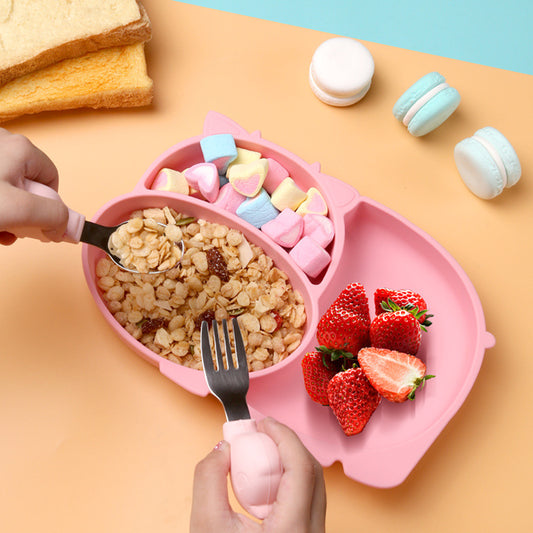 Baby Suction Bowl Set – All-in-One Feeding Tableware with Compartment Plate, Spoon & Fork