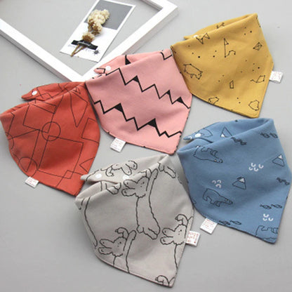 Baby Bandana Bibs – 5pcs Double Cotton Feeding & Burp Cloth Set