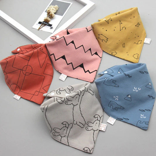 Baby Bandana Bibs – 5pcs Double Cotton Feeding & Burp Cloth Set