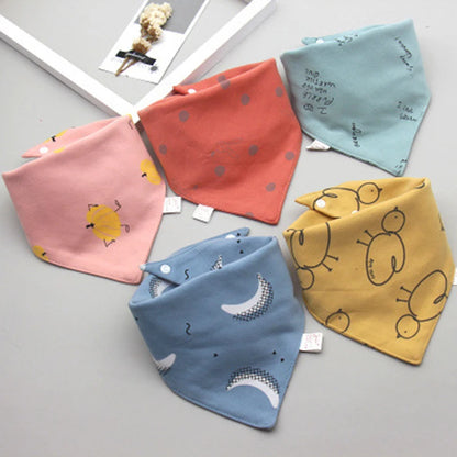 Baby Bandana Bibs – 5pcs Double Cotton Feeding & Burp Cloth Set