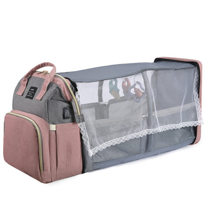 Baby Diaper Bag Backpack – Foldable Crib & Large Capacity