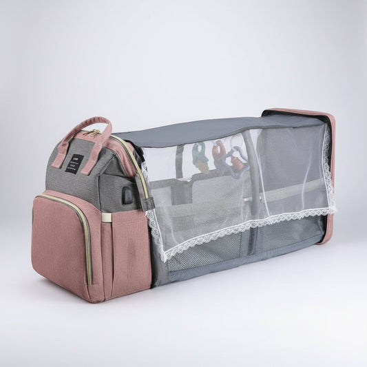 Baby Diaper Bag Backpack – Foldable Crib & Large Capacity