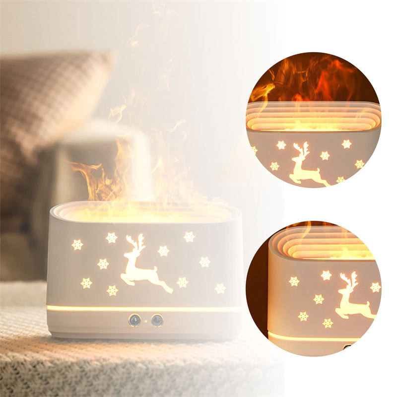 Elk Flame Humidifier & Diffuser Lamp with warm flame-effect mist and cozy deer design.
